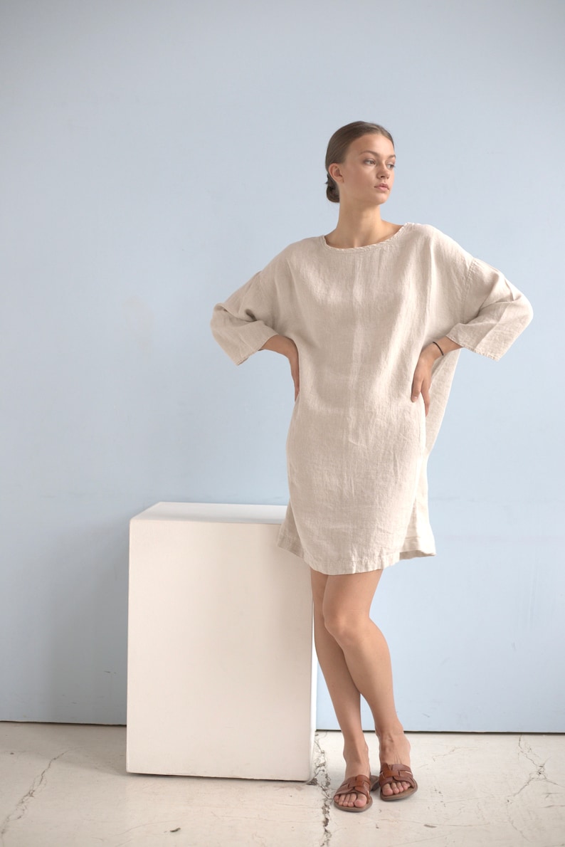 Linen dress SUNDAY , linen tunic dress, short dress image 5
