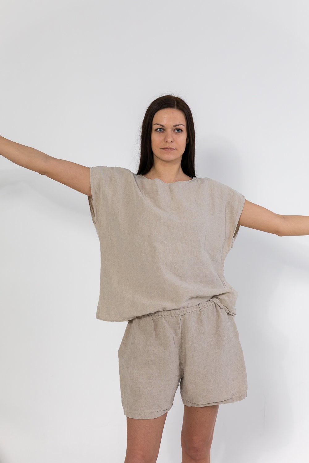 oversized linen shorts