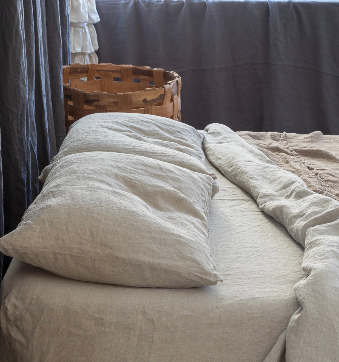 LINEN SHEETS SET. France linen bedding set. Top bed sheet Etsy