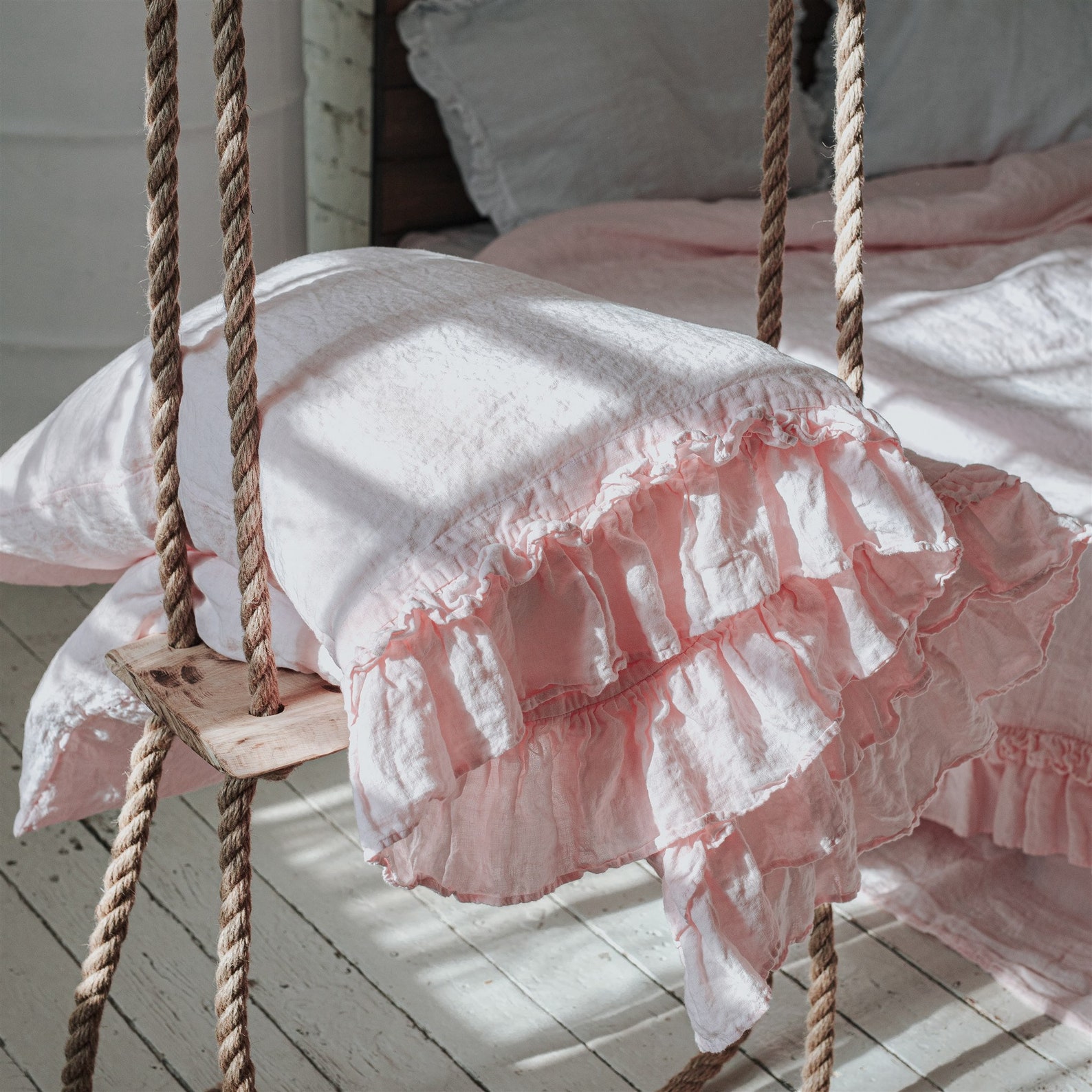 Linen Pillowcase With Ruffles Standard Queen King Euro Etsy