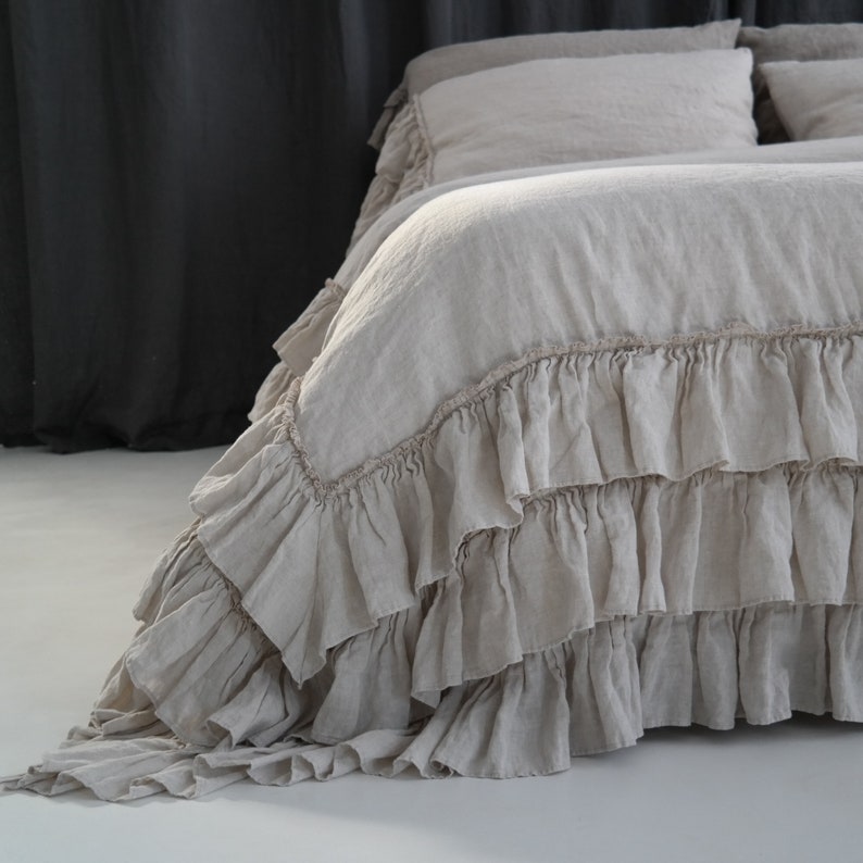 LINEN DUVET COVER Set. French Style Thick Ruffled Stonewashed Etsy