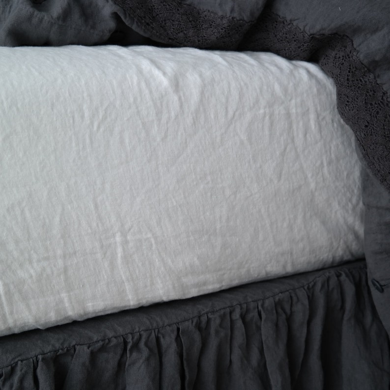 LINEN SHEET. Fitted bed sheet French linen. Handmade by MOOshop.69 image 8