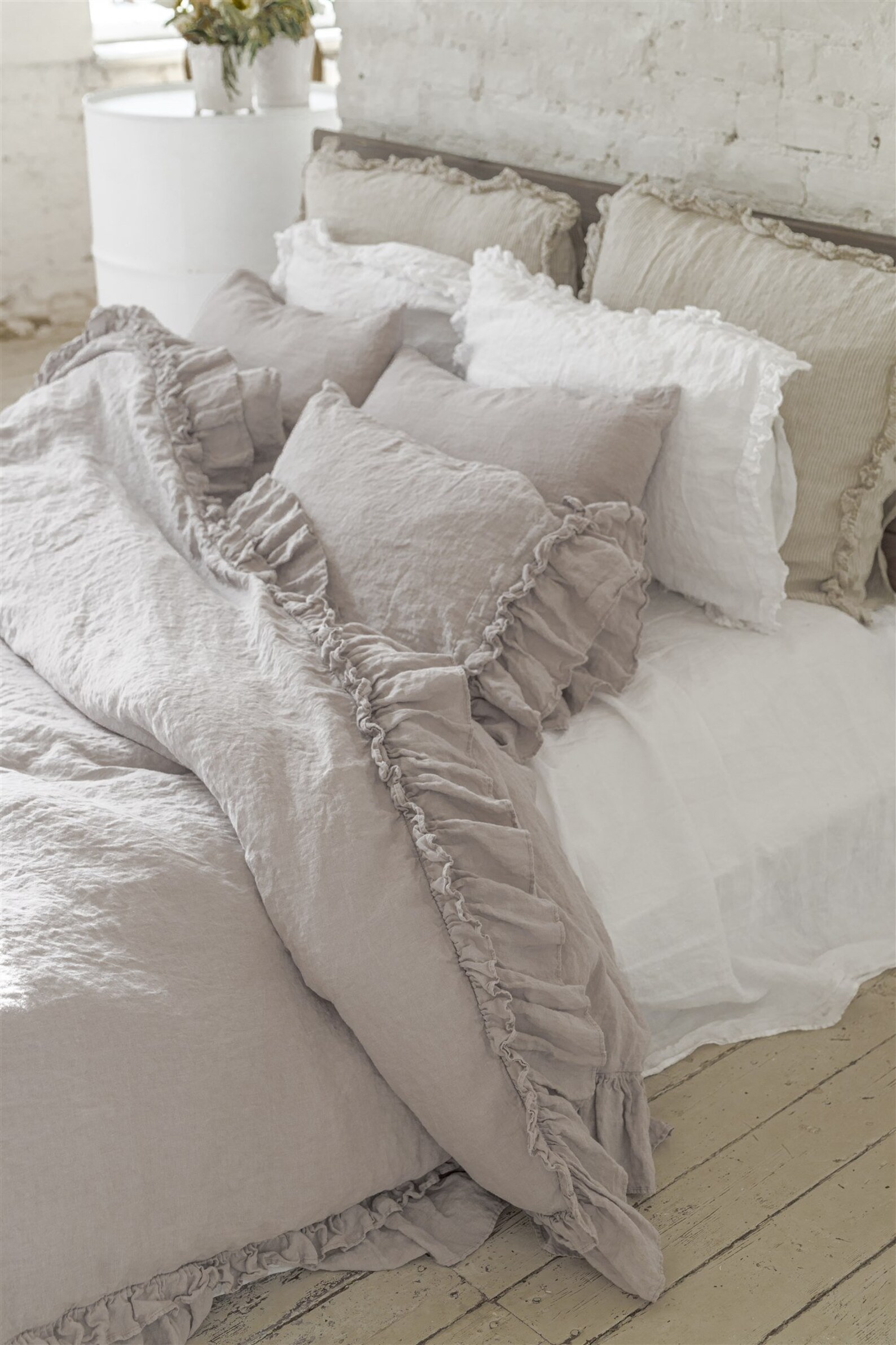 Linen Pillowcase With Ruffles Standard Queen King Euro Etsy