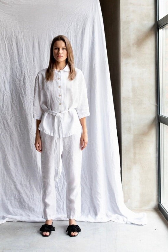 Linen pants VENEZIA  , Slightly tapered linen pants,  linen trousers