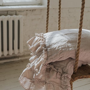 LINEN DUVET COVER. Rustic style ruffle duvet cover with double ruffles all around. image 8