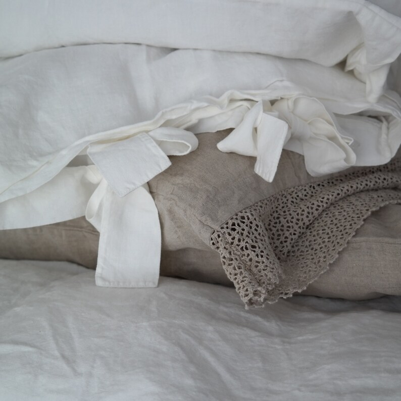 Linen Pillowcase With Lace Standard Queen King Euro Sham Etsy