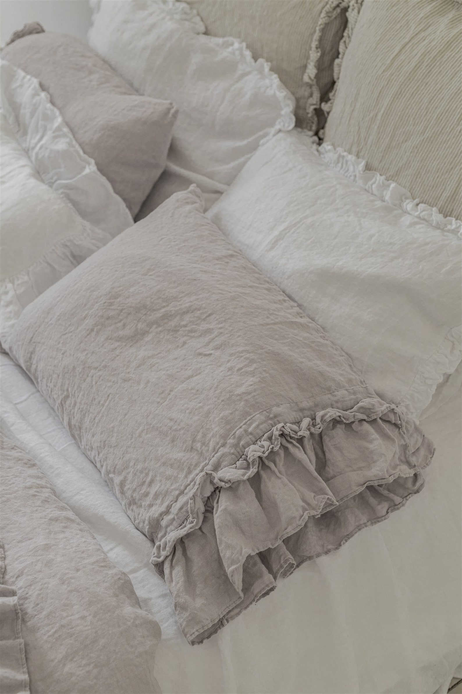 Linen Pillowcase With Ruffles Standard Queen King Euro Etsy
