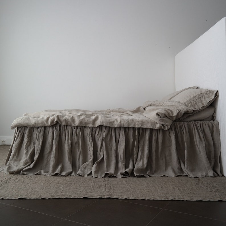 LINEN BED SKIRT dust ruffle Linen bedskirt Handmade by MOOshop.new*20