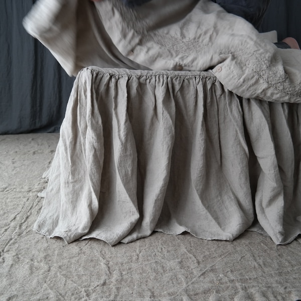 LINEN BED SKIRT dust ruffle. Linen bedskirt. Handmade by MOOshop.new*20