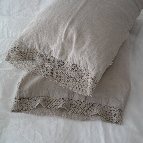 LINEN PILLOWCASE With French LACE. Softened and Washed. - Etsy New Zealand