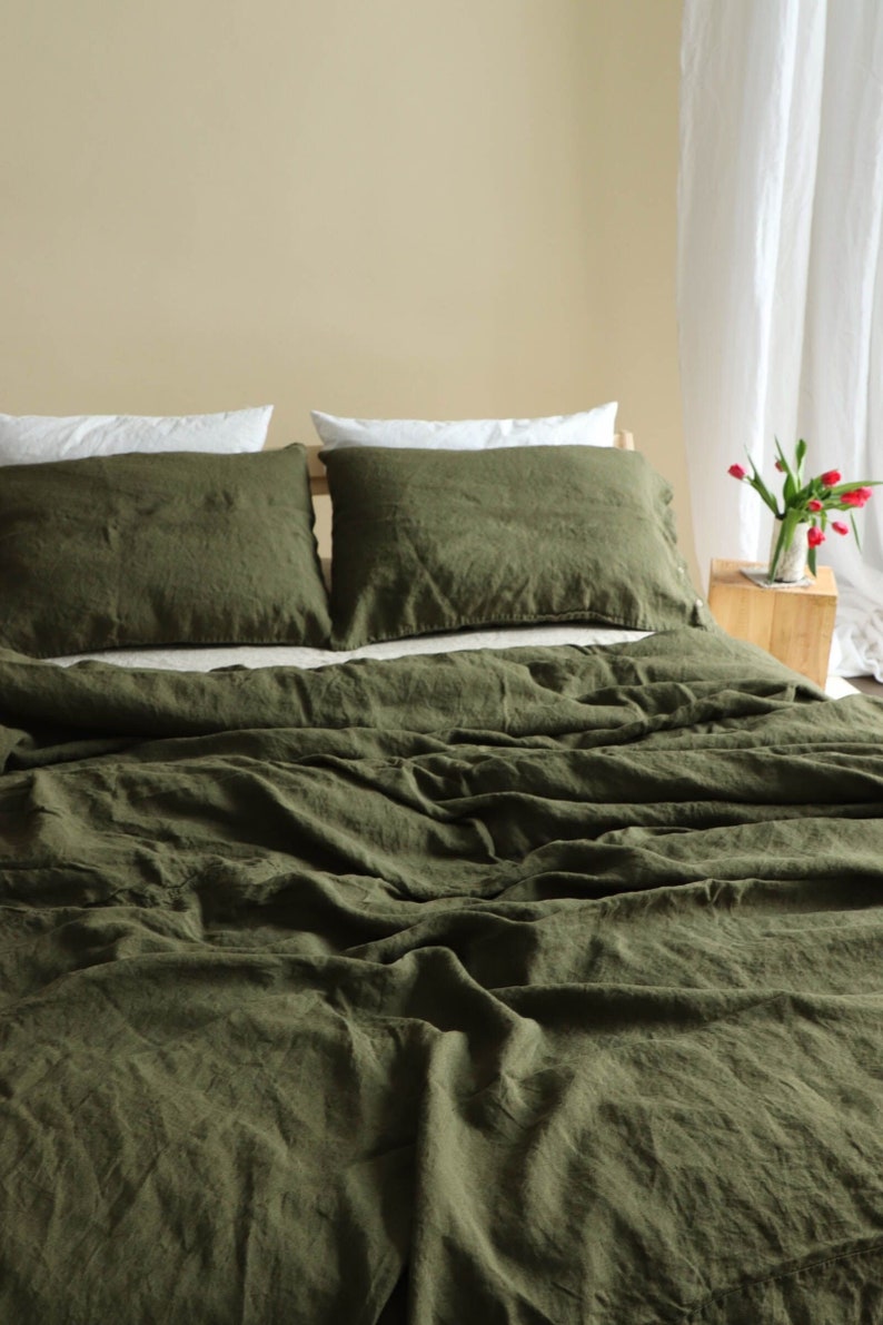 Linen duvet cover,Natural Linen bed. Queen, King, Twin, Full, Custom Size . MOOshop PURE linen NEW colours. 100% linen bedding image 9