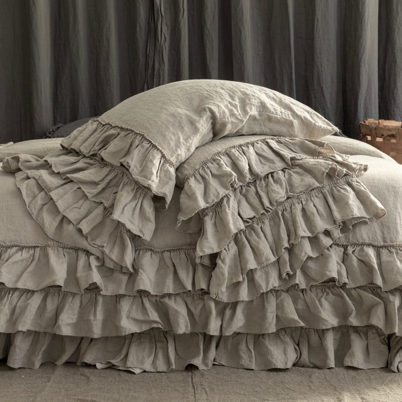 LINEN DUVET COVER Set. French Style Thick Ruffled Stonewashed Etsy