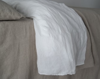 Linen flat sheet . Custom size linen bed sheet, washed linen bedding. King, Queen, Twin, Full sizes.