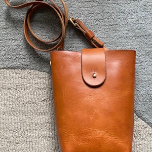 Bolso de cuero pequeño, bolso de cuero bronceado, bolso pequeño, bolsa para teléfono, bolso bandolera pequeño, bolso pequeño, bolso de bolsillo imagen 4