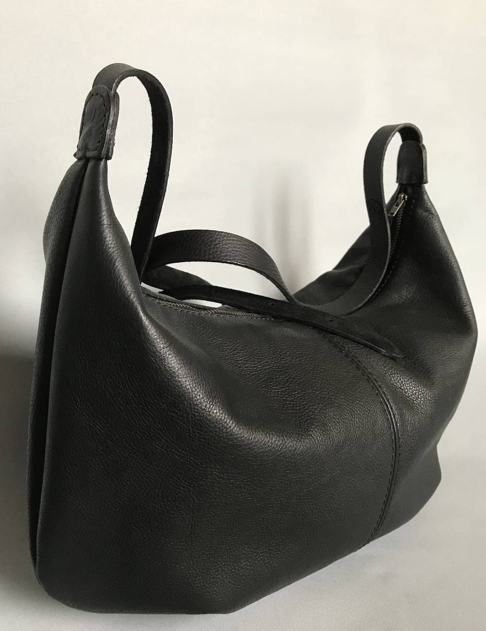 Black leather crossbody banana bag Etsy
