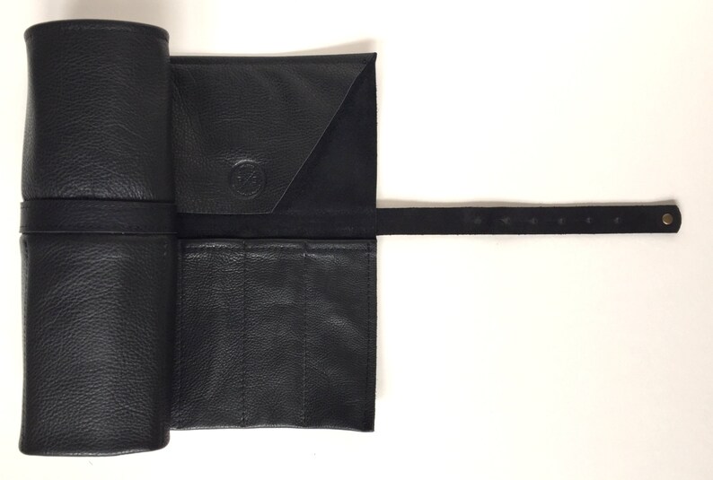 Leather Tool Roll Black Scissor Case Etsy