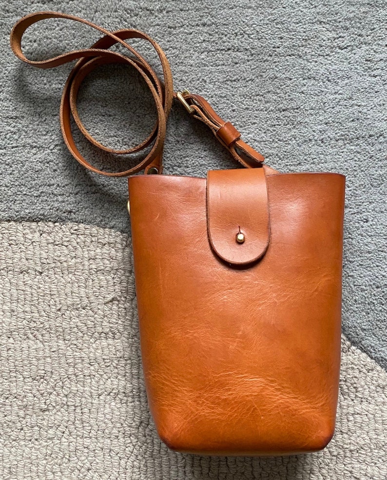 Bolso de cuero pequeño, bolso de cuero bronceado, bolso pequeño, bolsa para teléfono, bolso bandolera pequeño, bolso pequeño, bolso de bolsillo imagen 4