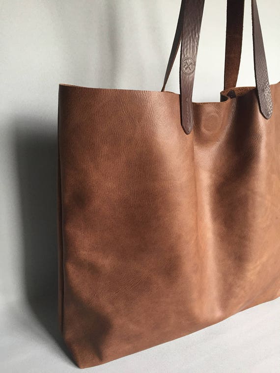 Brown Leather Tote Bag Brown Leather Shoulder Bag | Etsy