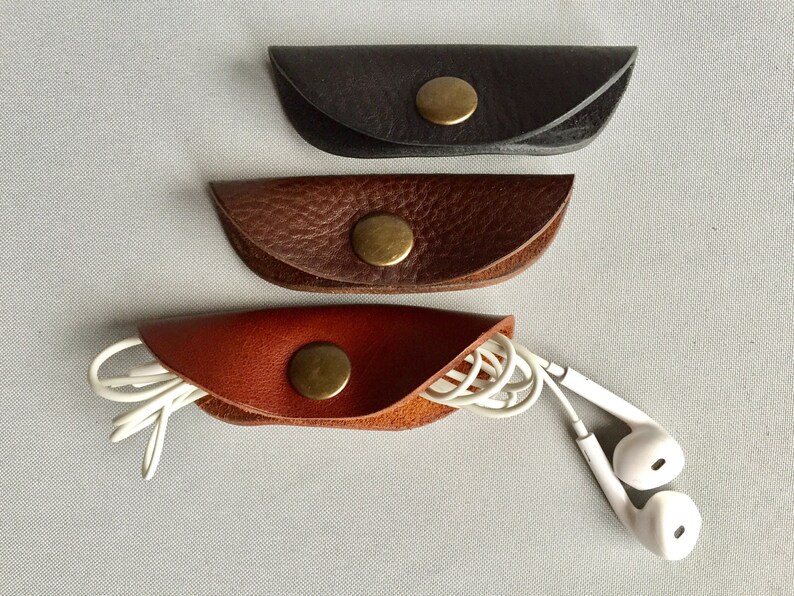 Leather Headphone Case Leather Cable Tidy