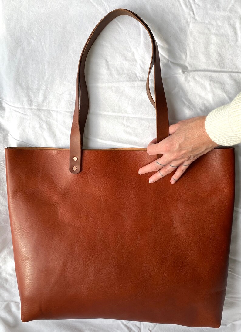 Brown Leather Tote Bag Brown Leather Shoulder Bag Large Etsy UK