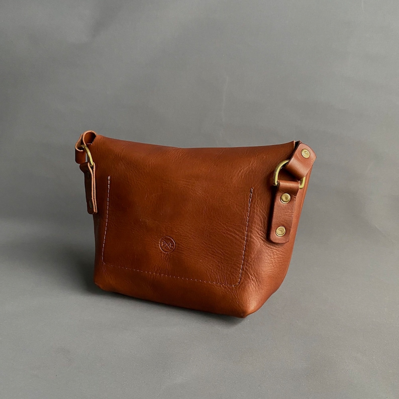 Cara cross body bag, Leather handbag, Brown leather handbag, vegetable tanned leather, womens leather handbag zdjęcie 4