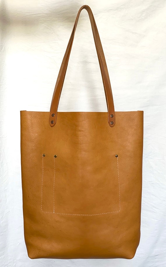 Leather Tote Bag Slim Tote Bag Tan Shoulder Bag Tan Handbag