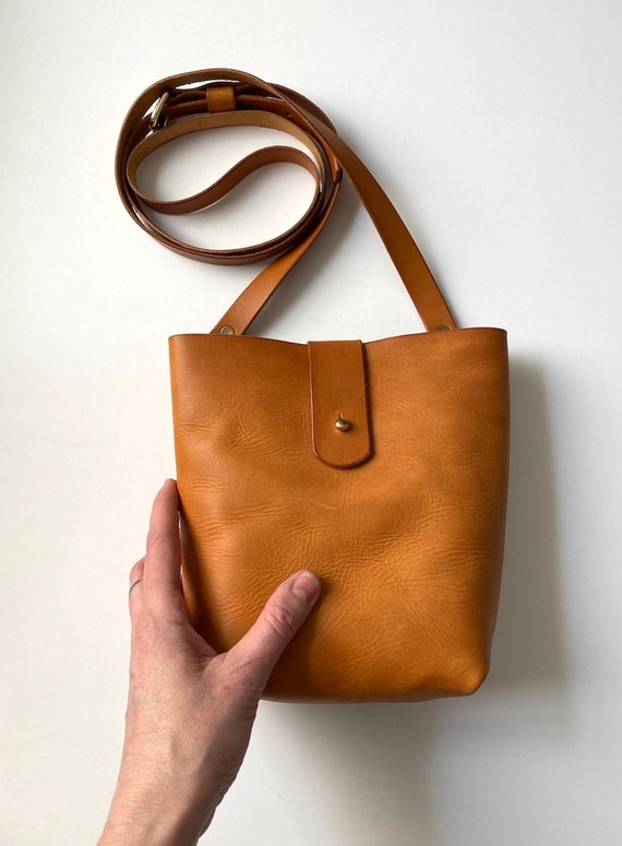 Small Leather Bag, Tan Leather Bag, Small Bag for Phone, Phone Bag, Small Crossbody Bag