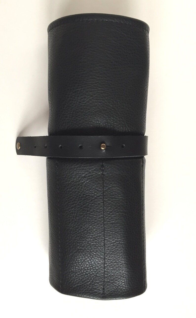 Leather Tool Roll Black Scissor Case Etsy