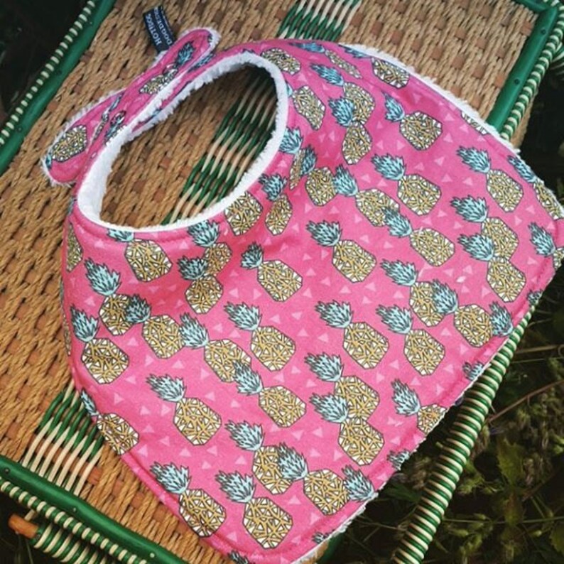 Handmade Baby Dribble Bib Pink Pineapple Design Cotton Very Etsy UK