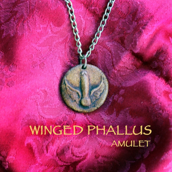 Winged Phallus Amulet chain necklace