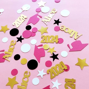 Confetti graduation. Customizable name and colors.