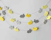 Célébrez l'arrivée de bébé avec style ! Adorable guirlande de lapins pour bébés pour votre baby shower ou votre décoration de chambre d'enfant moderne. G6