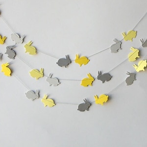 Celebrate Baby's Arrival in Style! Adorable Infantile Bunny Garland for Your Gender Neutral Baby Shower or Modern Nursery Decor. G6