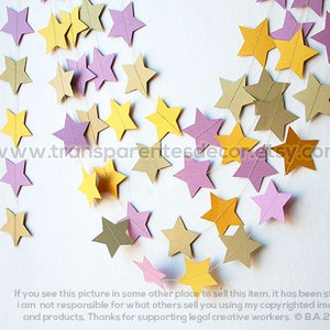 Twinkle twinkle little star birthday garland, Lavender gold star garland, Baby shower, First birthday, Star garland, Paper garland, image 2