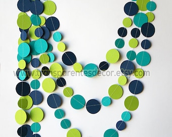 Blue Green and Teal paper garland, Boys Birthday Decoration, One Birthday, First Birthday Party, Nursery Decor, Boys Birthday Party, KC-1233