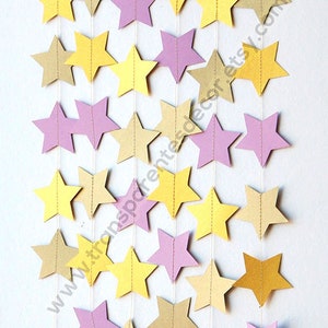 Twinkle twinkle little star birthday garland, Lavender gold star garland, Baby shower, First birthday, Star garland, Paper garland, image 1