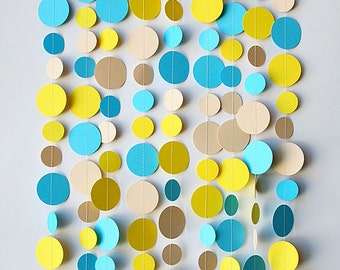 Blush Yellow & Blue Garland, Baby Boy Shower, Wedding Decorations, Birthday Garland, Photo Prop, Paper garland, Nursery Decor, KC-1204