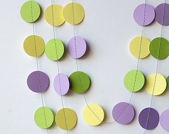 Baby Mardi Gras Birthday Party Decorations  Purple Green Yellow Garland Spring Pastel Nursery Garland Baby shower Paper garland, KC-1024