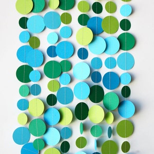 Blue & Green Garland, Spring garland, Birthday Garland, Baby Shower garland, Paper garland,Nursery Decor, Wedding Decorations, KC-1203 image 2