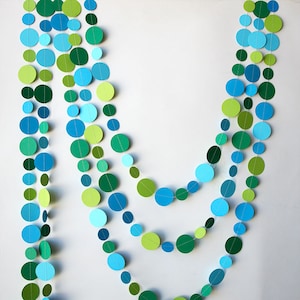 Blue & Green Garland, Spring garland, Birthday Garland, Baby Shower garland, Paper garland,Nursery Decor, Wedding Decorations, KC-1203 image 1