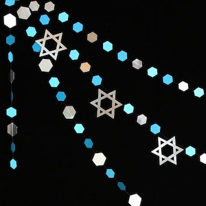 Star of David Garland, Jewish Holiday Decoration, Sukkot Star of David Garland, Jewish Star, Hanukkah Decoration, Silver Star Garland, Gift