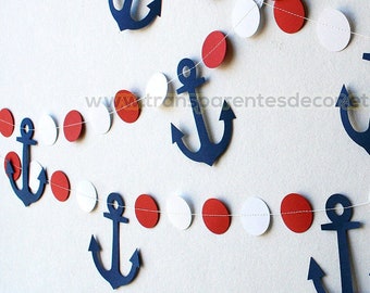 Nautical Party Garland, Ahoy I'ts a Boy Nautical Baby Shower Decorations Birthday, Boat Party, Anchor Garland, Nautical Bachelorette Party
