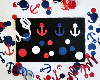 Nautical Party decor, Red White & Navy Blue Anchor Confetti, Nautical decorations, Boy Baby Shower, Boy First birthday, Birthday Party