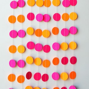 Neon garland, Birthday party decor, Neon Pink orange garland, Summer decoration, Girl nursery decor, Neon wedding, Luau party decorations image 1