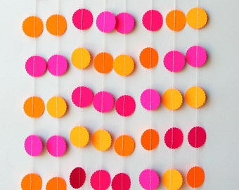 Neon garland, Birthday party decor, Neon Pink orange garland, Summer decoration, Girl nursery decor, Neon wedding, Luau party decorations