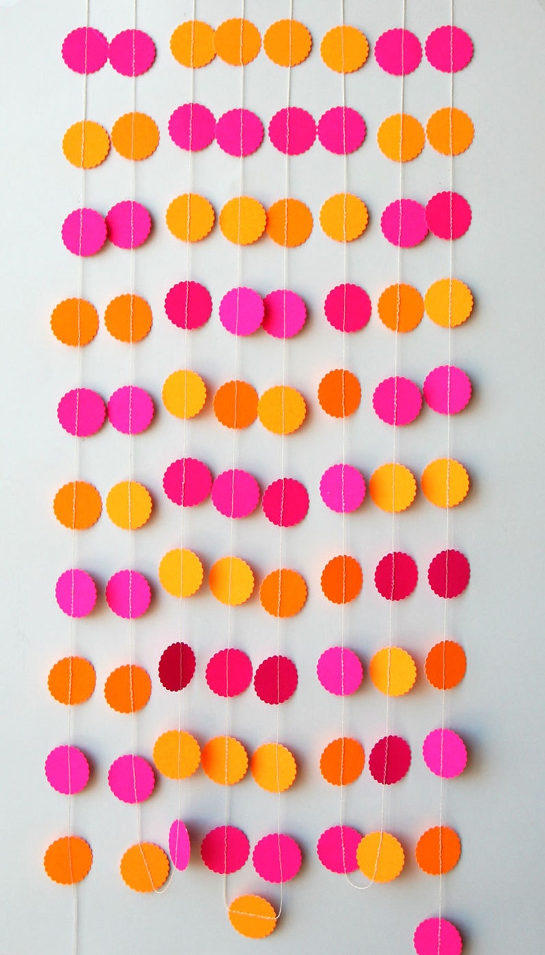 Neon garland, Birthday party decor, Neon Pink orange garland, Summer decoration, Girl nursery decor, Neon wedding, Luau party decorations image 1