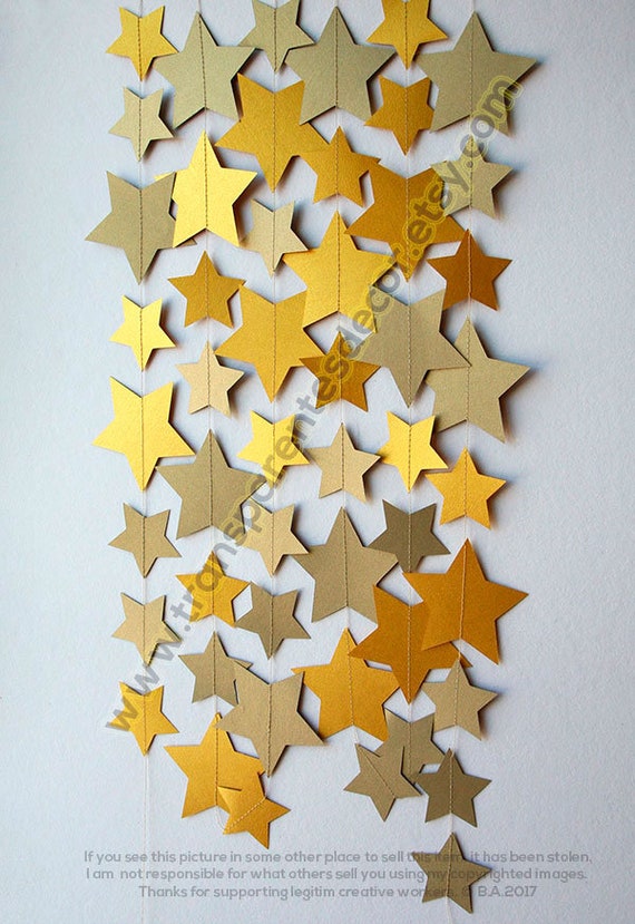 Gold star garland, Gold Wedding garland, Antique gold garland, Wedding decorations, Star Baby Shower, Star garland, Christmas decorations Il_570xn