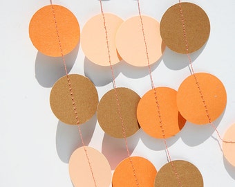 Thanksgiving decor, Fall Garland, Kraft brown, burnt orange & peachy, Thanksgiving decorations, Birthday decoration, Paper garland, KC-1219