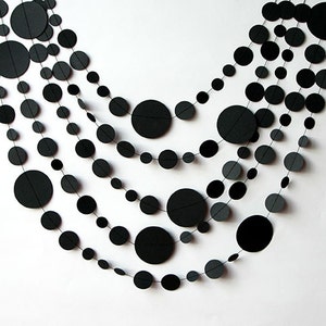 Halloween decor, Black Paper garland, Birthday Decorations, Wedding decorations, Circle paper garland, Home decor, KC-1072 image 2