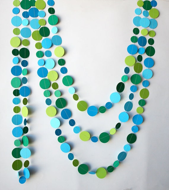 Blue & Green Garland, Spring garland, Birthday Garland, Baby Shower garland, Paper garland,Nursery Decor, Wedding Decorations, KC-1203 Il_570xn
